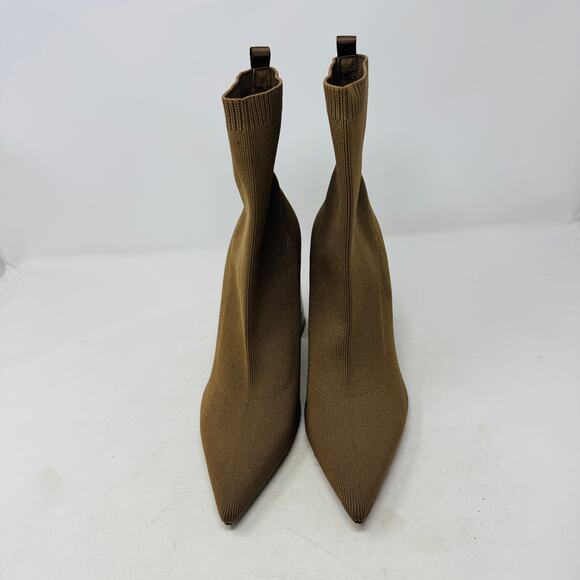 ZARA Knit Sock Ankle Boots Brown Block Heel Pointed Toe Size 41 EU / 10 US - Picture 4 of 12